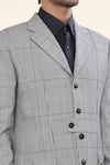 Prima Czar_Grey Poly Wool Weave Checks Classic Jacket _Online_at_Aza_Fashions