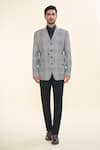 Buy_Prima Czar_Grey Poly Wool Weave Checks Classic Jacket _Online_at_Aza_Fashions