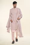 Buy_Prima Czar_Pink Net Embroidery Abstract Sherwani And Pant Set _at_Aza_Fashions