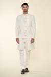 Prima Czar_Ivory Organza Silk Embroidery Thread Indo Western Jacket With Pant _Online_at_Aza_Fashions