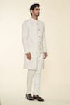 Buy_Prima Czar_Ivory Organza Silk Embroidery Thread Indo Western Jacket With Pant _Online_at_Aza_Fashions