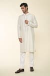 Buy_Prima Czar_Ivory Silk Embroidery Buttis Kurta With Pant _at_Aza_Fashions