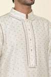 Shop_Prima Czar_Ivory Silk Embroidery Buttis Kurta With Pant _Online_at_Aza_Fashions