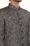 Shop_Prima Czar_Black Jacquard Embellishment Geometric Sherwani _Online_at_Aza_Fashions