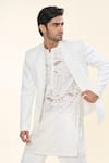 Prima Czar_Off White Net Textures Jacket And Kurta Set _at_Aza_Fashions