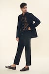 Buy_Prima Czar_Black Jacquard Textures Floral Tuxedo Blazer And Pant Set _at_Aza_Fashions