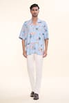 Prima Czar_Sky Blue Rayon Print Floral Shirt _Online_at_Aza_Fashions