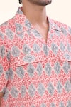 Shop_Prima Czar_Red Seersucer Print Floral Motif Shirt _Online_at_Aza_Fashions