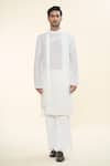 Prima Czar_White Seersucer Textures Asymmetric Layered Kurta With Pant _Online_at_Aza_Fashions