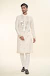 Buy_Prima Czar_Ivory Blended Fabric Embroidery Mirror Kurta _at_Aza_Fashions