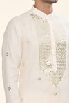 Shop_Prima Czar_Ivory Blended Fabric Embroidery Mirror Kurta _Online_at_Aza_Fashions