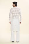 Shop_Prima Czar_White Viscose Blend Textures Geometric Angrakha Kurta _at_Aza_Fashions