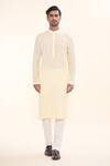 Prima Czar_Yellow Tencel Pintuck Straight Kurta _Online_at_Aza_Fashions