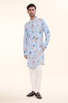 Buy_Prima Czar_Blue Rayon Print Floral Kurta _at_Aza_Fashions