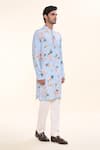 Shop_Prima Czar_Blue Rayon Print Floral Kurta _Online_at_Aza_Fashions