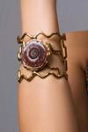 Queens Jewels_Gold Plated Crystals Radiant Agate Stone Embellished Cuff _Online_at_Aza_Fashions
