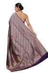 Buy_Pinki Sinha_Purple Banarasi Pure Silk Handwoven Floral Stripe Saree With Running Blouse _Online_at_Aza_Fashions