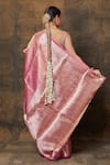 Shop_Pinki Sinha_Pink Tissue Handwoven Floral Border Saree With Running Blouse _at_Aza_Fashions