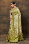 Buy_Pinki Sinha_Green Banarasi Pure Silk Handwoven Abstract Floral Saree With Running Blouse _Online_at_Aza_Fashions