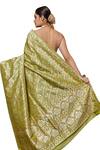 VISHWA BY PINKI SINHA_Green Banarasi Pure Silk Handwoven Abstract Floral Saree With Running Blouse _at_Aza_Fashions