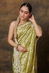 Buy_VISHWA BY PINKI SINHA_Green Banarasi Pure Silk Handwoven Abstract Floral Saree With Running Blouse 