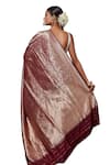 Buy_Pinki Sinha_Wine Banarasi Pure Silk Handwoven Shikargarh Jaal Saree With Running Blouse 