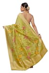 Shop_Pinki Sinha_Green Kora Silk Handwoven Floral Jaal Saree With Running Blouse _Online_at_Aza_Fashions