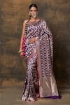 Buy_Pinki Sinha_Purple Banarasi Pure Silk Handwoven Floral Meenakari Saree With Running Blouse _at_Aza_Fashions