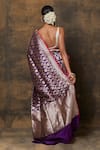 Shop_Pinki Sinha_Purple Banarasi Pure Silk Handwoven Floral Meenakari Saree With Running Blouse _at_Aza_Fashions