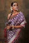 Pinki Sinha_Purple Banarasi Pure Silk Handwoven Floral Meenakari Saree With Running Blouse _Online_at_Aza_Fashions