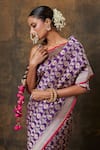 Buy_Pinki Sinha_Purple Banarasi Pure Silk Handwoven Floral Meenakari Saree With Running Blouse _Online_at_Aza_Fashions