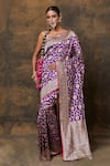 Buy_Pinki Sinha_Purple Banarasi Pure Silk Handwoven Paisley Floral Saree With Running Blouse _at_Aza_Fashions