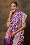 Buy_Pinki Sinha_Purple Banarasi Pure Silk Handwoven Paisley Floral Saree With Running Blouse _Online_at_Aza_Fashions