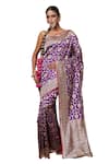 Shop_Pinki Sinha_Purple Banarasi Pure Silk Handwoven Paisley Floral Saree With Running Blouse _Online_at_Aza_Fashions