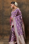 Pinki Sinha_Purple Banarasi Pure Silk Handwoven Paisley Floral Saree With Running Blouse _at_Aza_Fashions