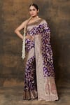 Buy_Pinki Sinha_Purple Banarasi Pure Silk Handwoven Garden Saree With Running Blouse _at_Aza_Fashions