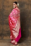 Shop_VISHWA BY PINKI SINHA_Pink Banarasi Pure Silk Handwoven Flower Jaal Saree With Running Blouse _at_Aza_Fashions