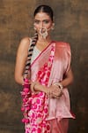 VISHWA BY PINKI SINHA_Pink Banarasi Pure Silk Handwoven Flower Jaal Saree With Running Blouse _Online_at_Aza_Fashions