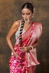 Buy_Pinki Sinha_Pink Banarasi Pure Silk Handwoven Flower Jaal Saree With Running Blouse _Online_at_Aza_Fashions