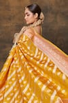 Pinki Sinha_Yellow Banarasi Pure Silk Handwoven Leaf Saree With Running Blouse _Online_at_Aza_Fashions