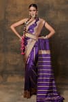 Buy_Pinki Sinha_Purple Banarasi Pure Silk Handwoven Paisley Border Saree With Running Blouse _at_Aza_Fashions