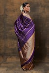 Shop_VISHWA BY PINKI SINHA_Purple Banarasi Pure Silk Handwoven Paisley Border Saree With Running Blouse _at_Aza_Fashions