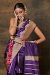 VISHWA BY PINKI SINHA_Purple Banarasi Pure Silk Handwoven Paisley Border Saree With Running Blouse _Online_at_Aza_Fashions