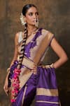 Buy_Pinki Sinha_Purple Banarasi Pure Silk Handwoven Paisley Border Saree With Running Blouse _Online_at_Aza_Fashions