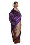 VISHWA BY PINKI SINHA_Purple Banarasi Pure Silk Handwoven Paisley Border Saree With Running Blouse _at_Aza_Fashions