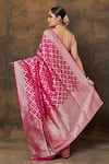 Shop_Pinki Sinha_Pink Banarasi Pure Silk Handwoven Checkered Saree With Running Blouse _at_Aza_Fashions