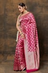 Pinki Sinha_Pink Banarasi Pure Silk Handwoven Checkered Saree With Running Blouse _Online_at_Aza_Fashions