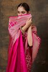 Buy_Pinki Sinha_Pink Banarasi Pure Silk Handwoven Checkered Saree With Running Blouse _Online_at_Aza_Fashions