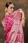 Shop_Pinki Sinha_Pink Banarasi Pure Silk Handwoven Checkered Saree With Running Blouse _Online_at_Aza_Fashions