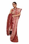 Buy_Pinki Sinha_Red Banarasi Pure Silk Handwoven Diamond Saree With Running Blouse _Online_at_Aza_Fashions